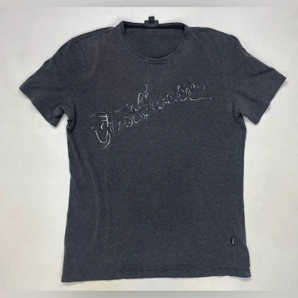 Just Cavalli Graphic T-shirt Men Medium Gray Short Sleeve